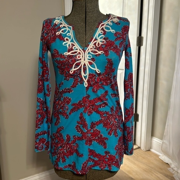 Lilly Pulitzer Westley Tunic Searulean Blue Rhode Island Reef Top women’s XS - Picture 3 of 11